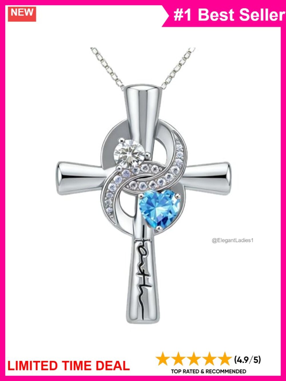 14K 18K Gold Plated Birthstone Cross Necklace Hypoallergenic